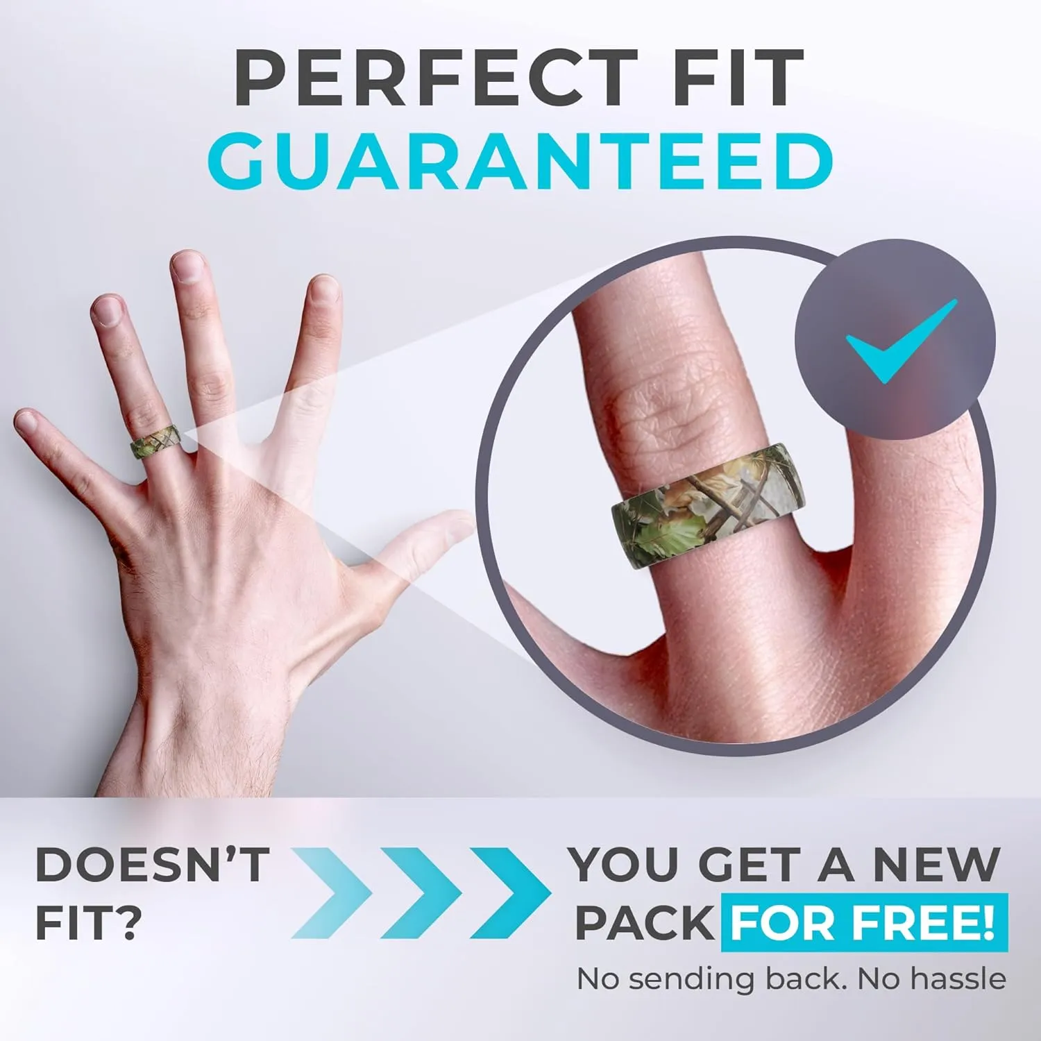 ThunderFit Silicone Wedding Rings for Men, Breathable Printed Design Rubber Engagement Bands 8mm Wide 2mm Thick