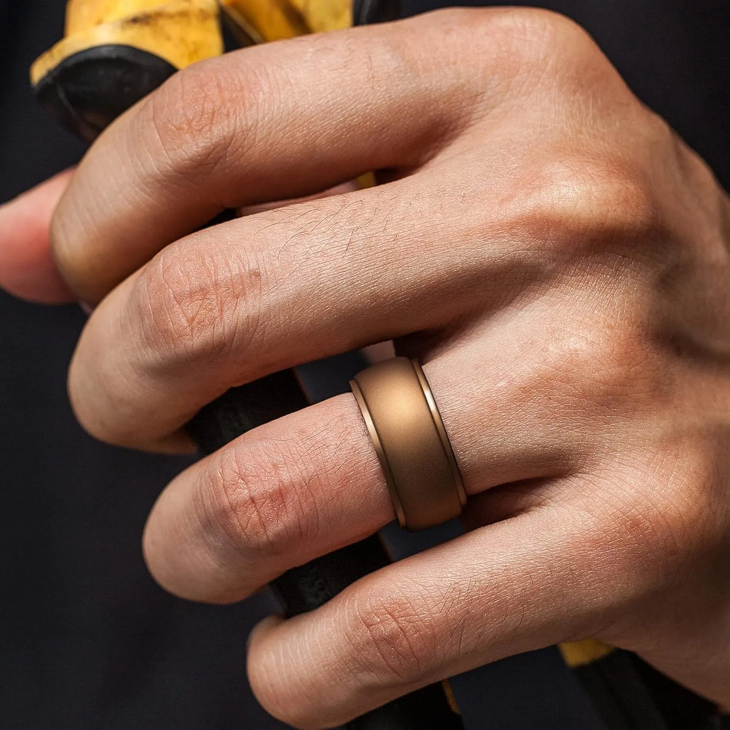 ThunderFit Silicone Wedding Rings for Men, Middle Engraved Line and Breathable Step Edge 8 Mixed Rubber Engagement Bands