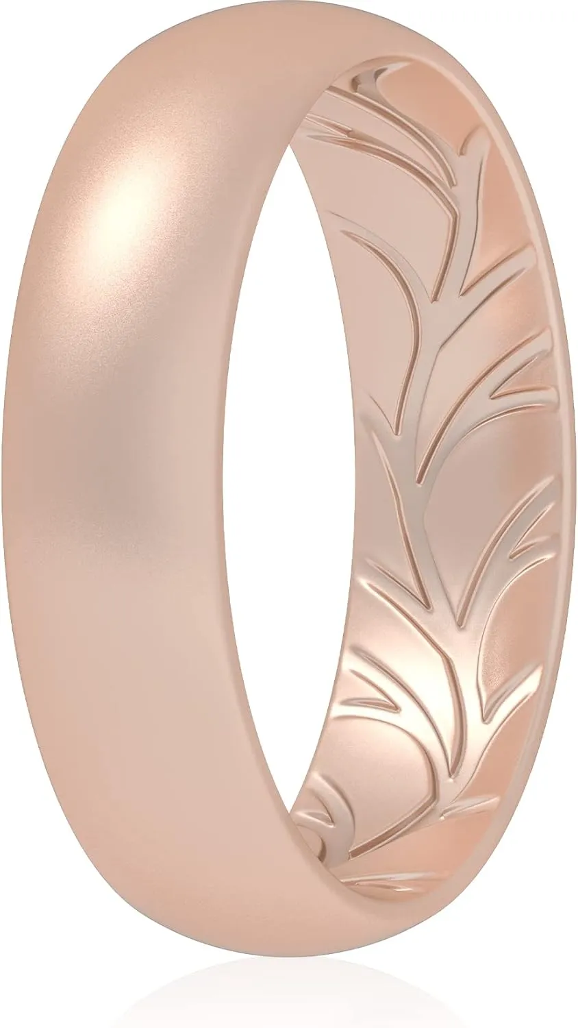 ThunderFit Women Silicone Wedding Bands, Breathable Leaf Cross Pattern Engagement Rings 5.5mm Wide 1.6mm Thick - 1/4 Variety Multipack