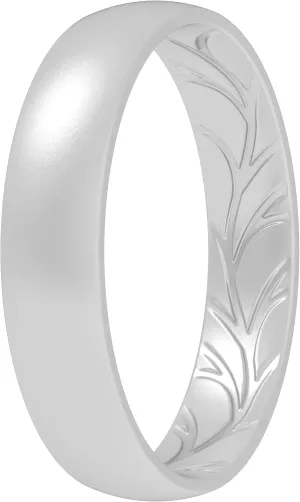 ThunderFit Women Silicone Wedding Rings, Breathable Leaf Cross Pattern Engagement Bands 4mm Wide 1.5mm Thick - 1/4 Variety Multipack