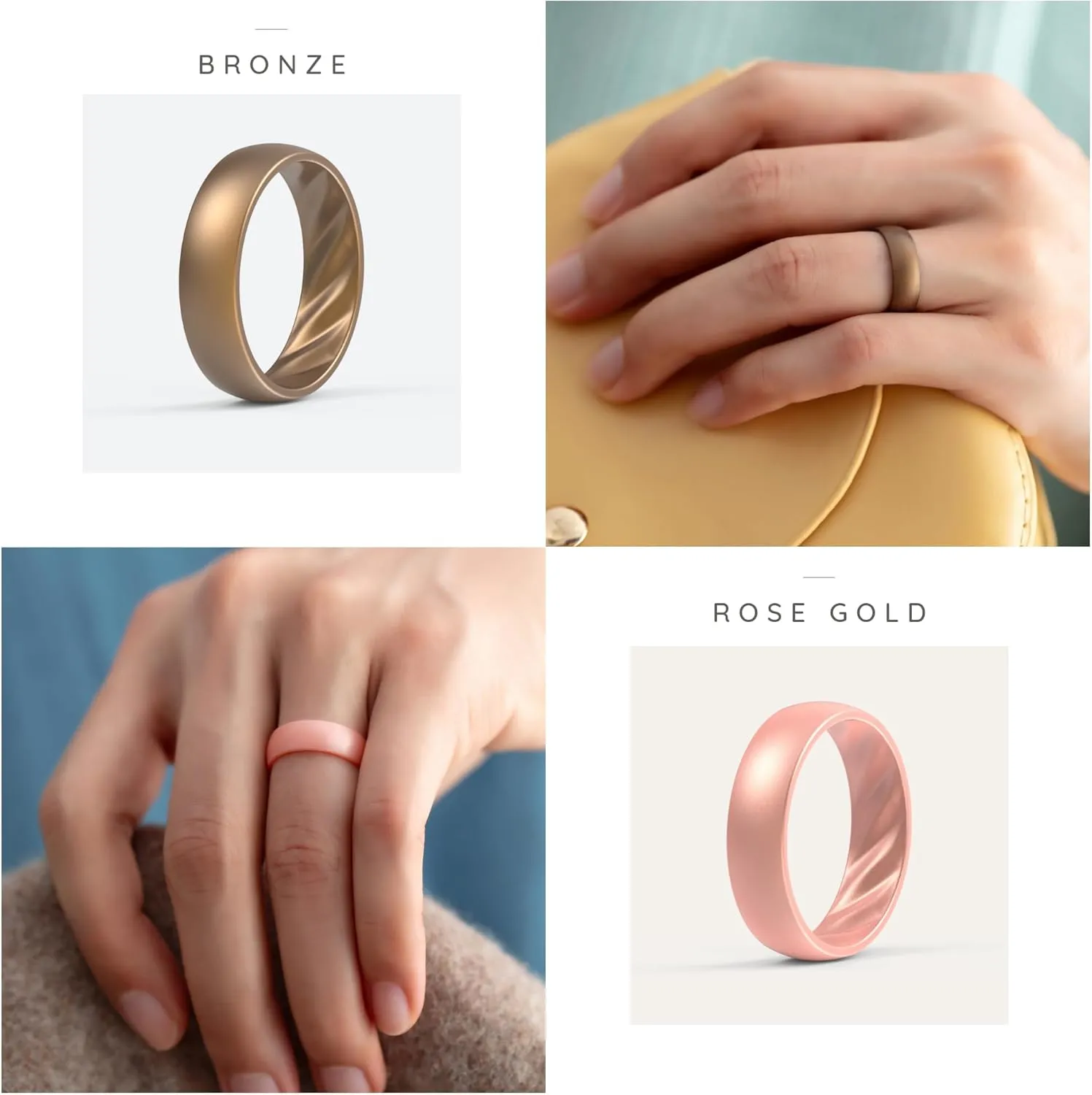 ThunderFit Women's Silicone Wedding Rings, Rubber Engagement Bands 6mm Wide 2mm Thick - 1/4/6/8/9/12 Variety Multipack