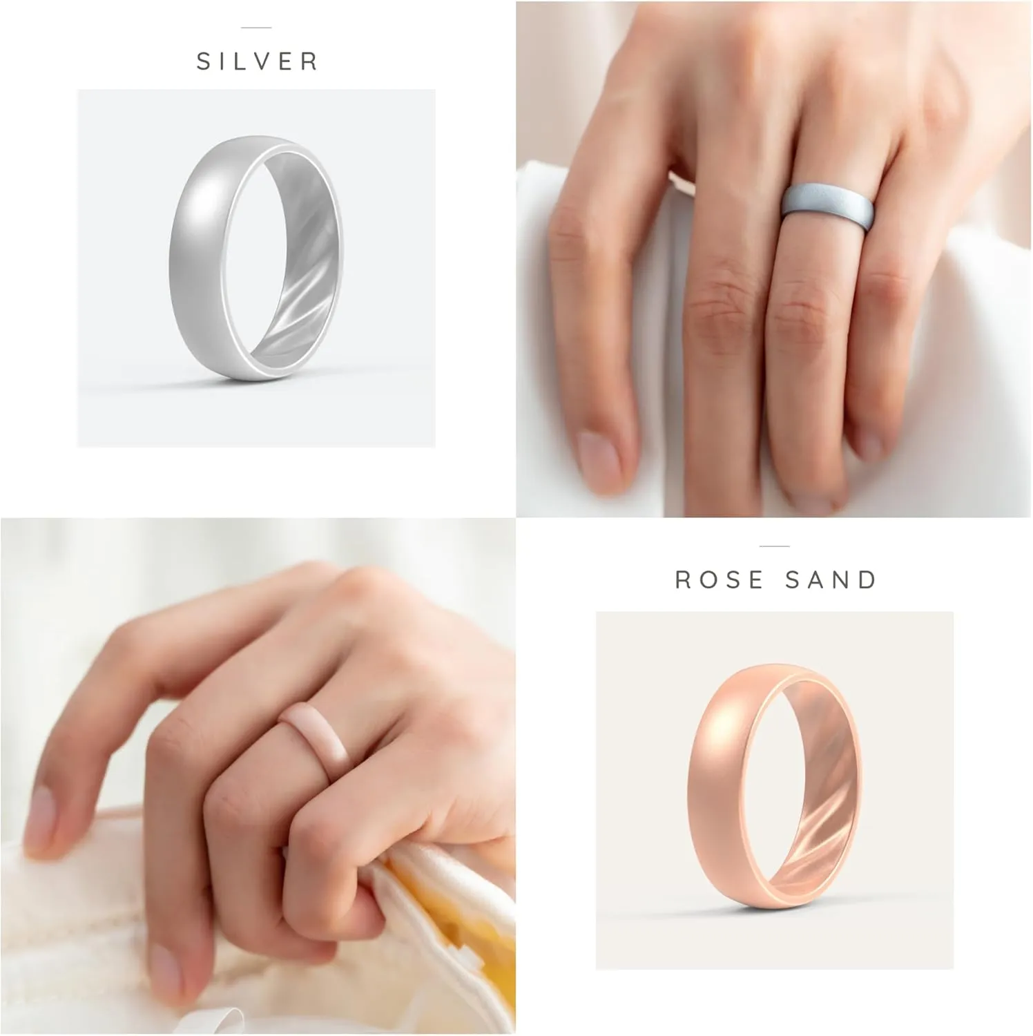 ThunderFit Women's Silicone Wedding Rings, Rubber Engagement Bands 6mm Wide 2mm Thick - 1/4/6/8/9/12 Variety Multipack