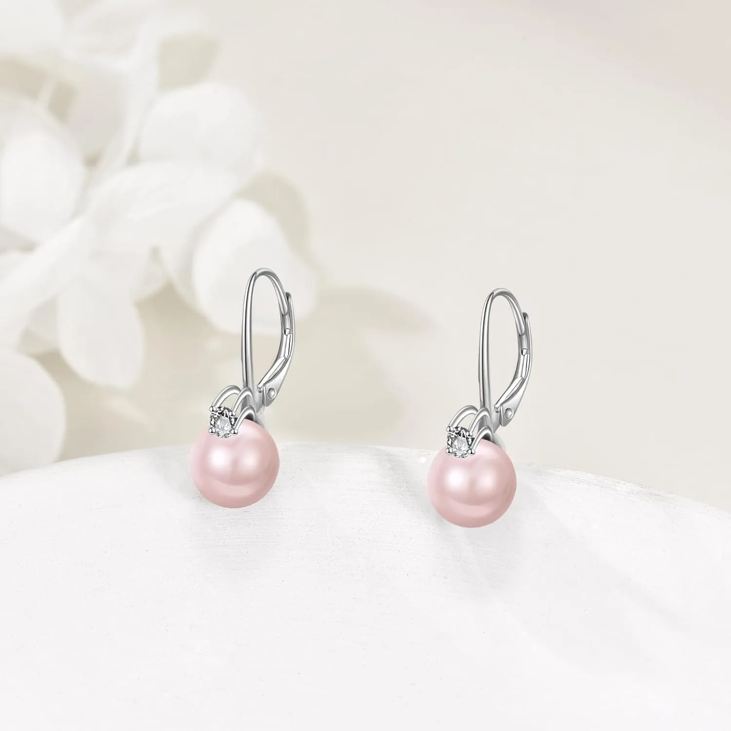 TIGER RIDER Pearl Earrings 925 Sterling Silver Leverback Hypoallergenic Drop Earring Jewelry for Women Birthday Gifts