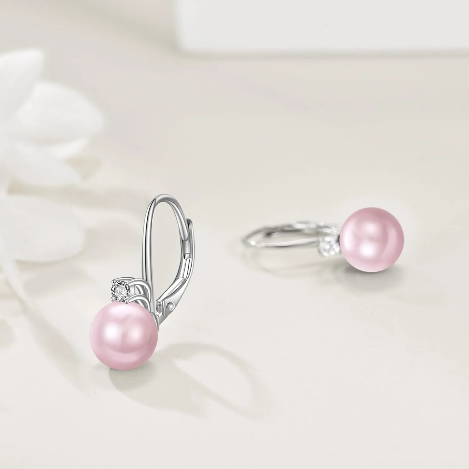 TIGER RIDER Pearl Earrings 925 Sterling Silver Leverback Hypoallergenic Drop Earring Jewelry for Women Birthday Gifts