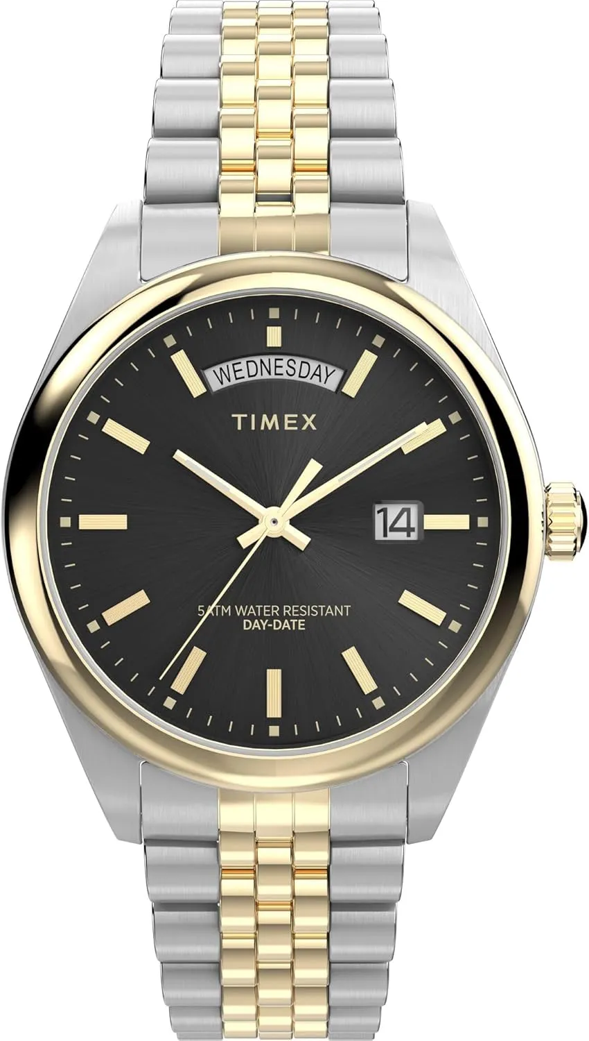 Timex Men's Legacy 41mm Watch - Two-Tone Bracelet Black Dial Two-Tone Case