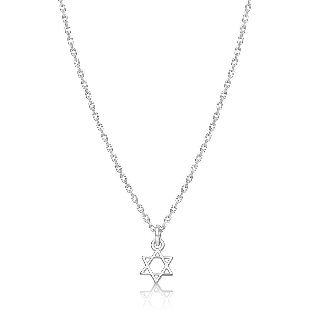 Tiny Sterling Silver Star of David Necklace - Dainty Jewish Magen David Pendant for Women