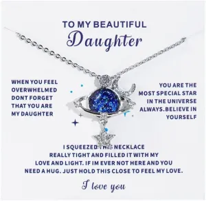 To My Daughter Universe Planet Star Necklace from Mom Dad Inspirational Daughter Birthday Gifts Jewelry Crystal Collar Chokers for Beautiful Daughter Granddaughter on Birthday Thanksgiving Day