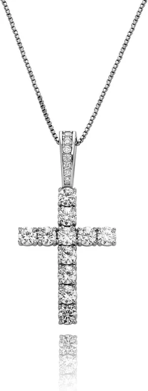 TOPGRILLZ Cross Necklace for Women Sterling Silver Necklace Gold Cross Necklace Iced out Cubic Zirconia Cross Chain for Men Cross Pendant with 20 Stainless Box Chain