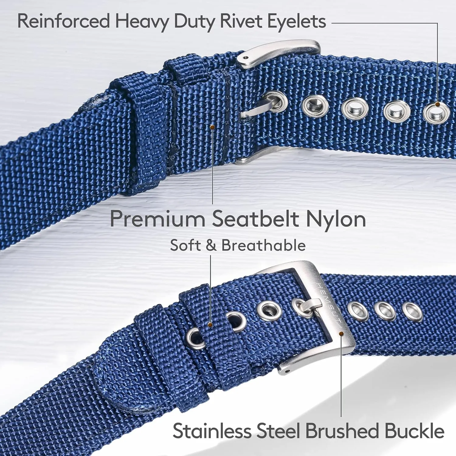torbollo Nylon Weaved Watch Strap, Men Watch Bands for Classic Watch, 18mm 20mm 22mm 24mm Quick Release Sturdy Replacement Watch Wrap for Women