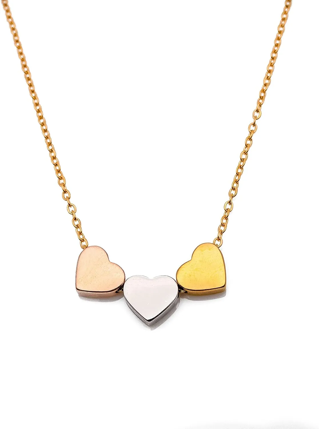 Triple Heart Pendant Necklace for Women Metal Charms Fashion Jewelry for Women