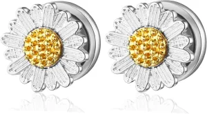 Tunnels Gauges, 2PCS Stainless Steel Tunnel Set Fashion Flower Ear Gauges Tunnels Stretcher Jewelry