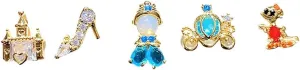 TV Movies Princess Beauty Inspired Stud Earrings, Gold-Tone Crystal Teacup and Teapot Design Silver Earrings Stud (Light Blue and Red)