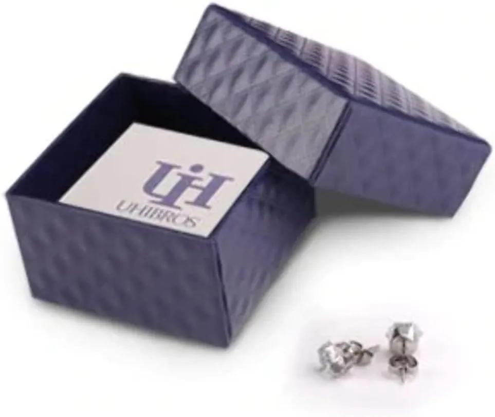 UHIBROS 6 Pairs Stainless Steel Stud Earrings Set Hypoallergenic Cubic Zirconia 14K White Gold 316L CZ Earrings