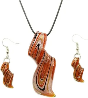 Unique Glass Artist Earrings Glaze Twist Spiral Dangle Earrings Necklace Set Handmade Glass Geometric Earrings for Women Jewelry
