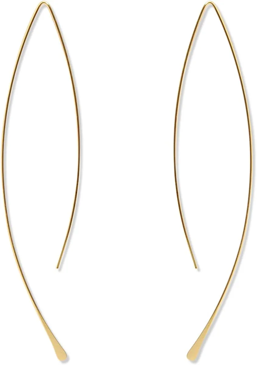 Upside Down Hoop Earrings - Hypoallergenic Lightweight Wire Needle Drop Dangle Threader Hoops for Women, Safe for Sensitive Ears - Plated in 925 Sterling Silver or 18k Gold