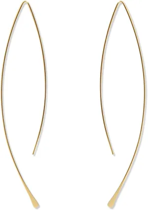 Upside Down Hoop Earrings - Hypoallergenic Lightweight Wire Needle Drop Dangle Threader Hoops for Women, Safe for Sensitive Ears - Plated in 925 Sterling Silver or 18k Gold