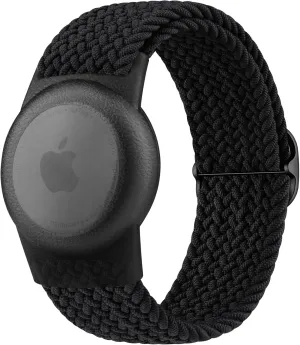 Vanjua Wristband Compatible with Apple AirTag Holder for Kids, Protective Case for Air Tag GPS Tracker Holder with Adjustable Nylon Bracelet Watch Band for Toddler Child (Black)