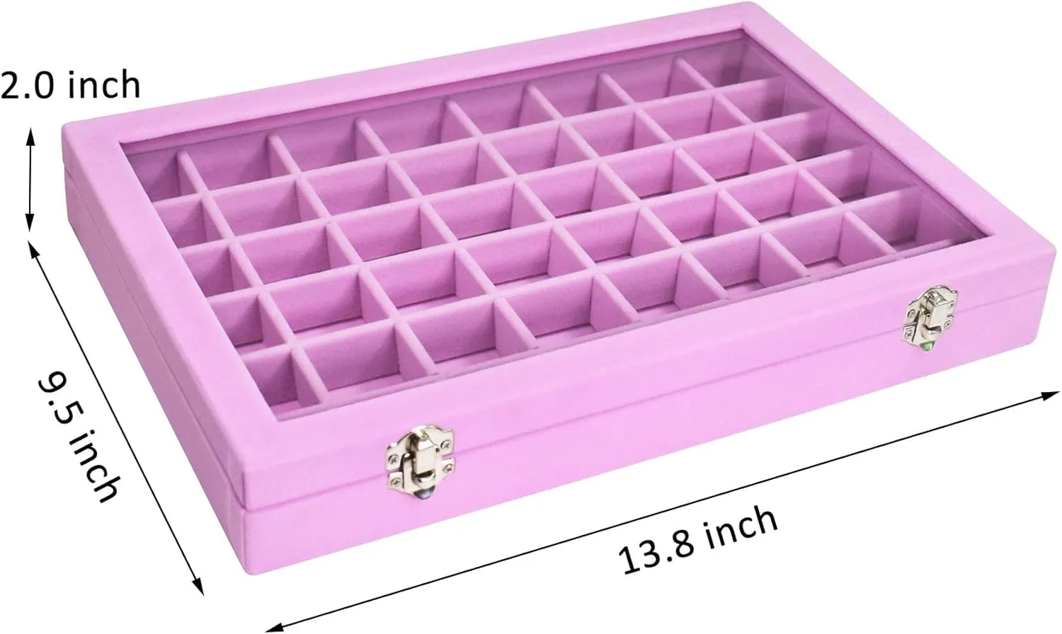 Velvet Jewelry Tray 48 Compartments Jewelry Display Organizer with Transparent Cover Rings, Earrings, Necklaces, Pendants Storage Box for Girls, Wives, Mothers, Women