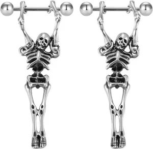 VERAMI 14G 16G Bat Devil Heart Nipple Rings Stainless Steel Heart Nipple Barbell Rings Tongue Rings Body Piercing for Women Men