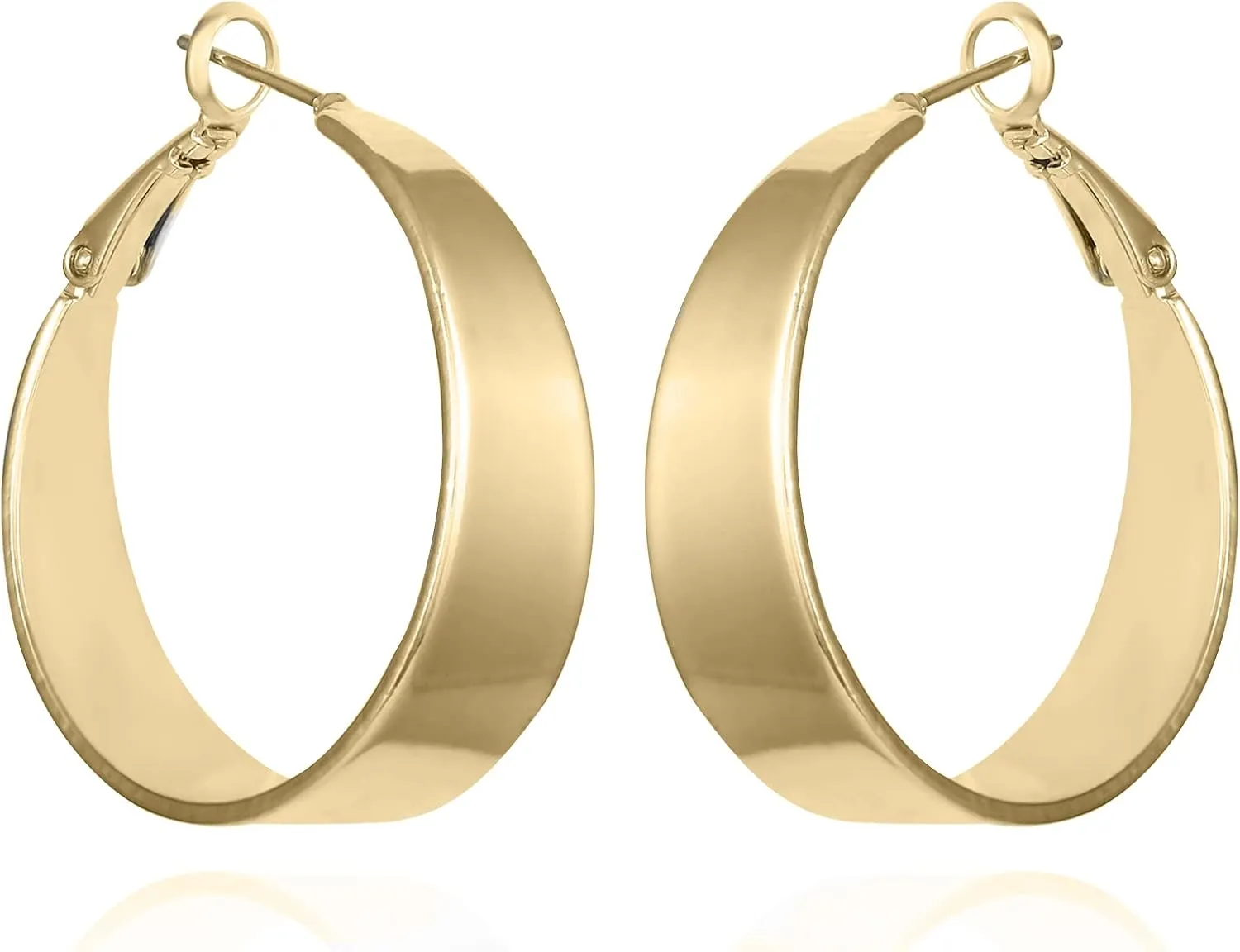 Vince Camuto Gold Tone Thick Band Hoop Earrings For Women