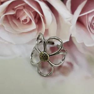 Vintage Daisy Flower 925 Sterling Silver Adjustable Open Ring for Women s Hypoallergenic Expandable Wedding Statement Finger Rings