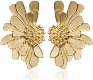Vintage Flower Stud Earrings Exaggerated Oversized Daisy Flower Earrings Statement Jewelry for Women