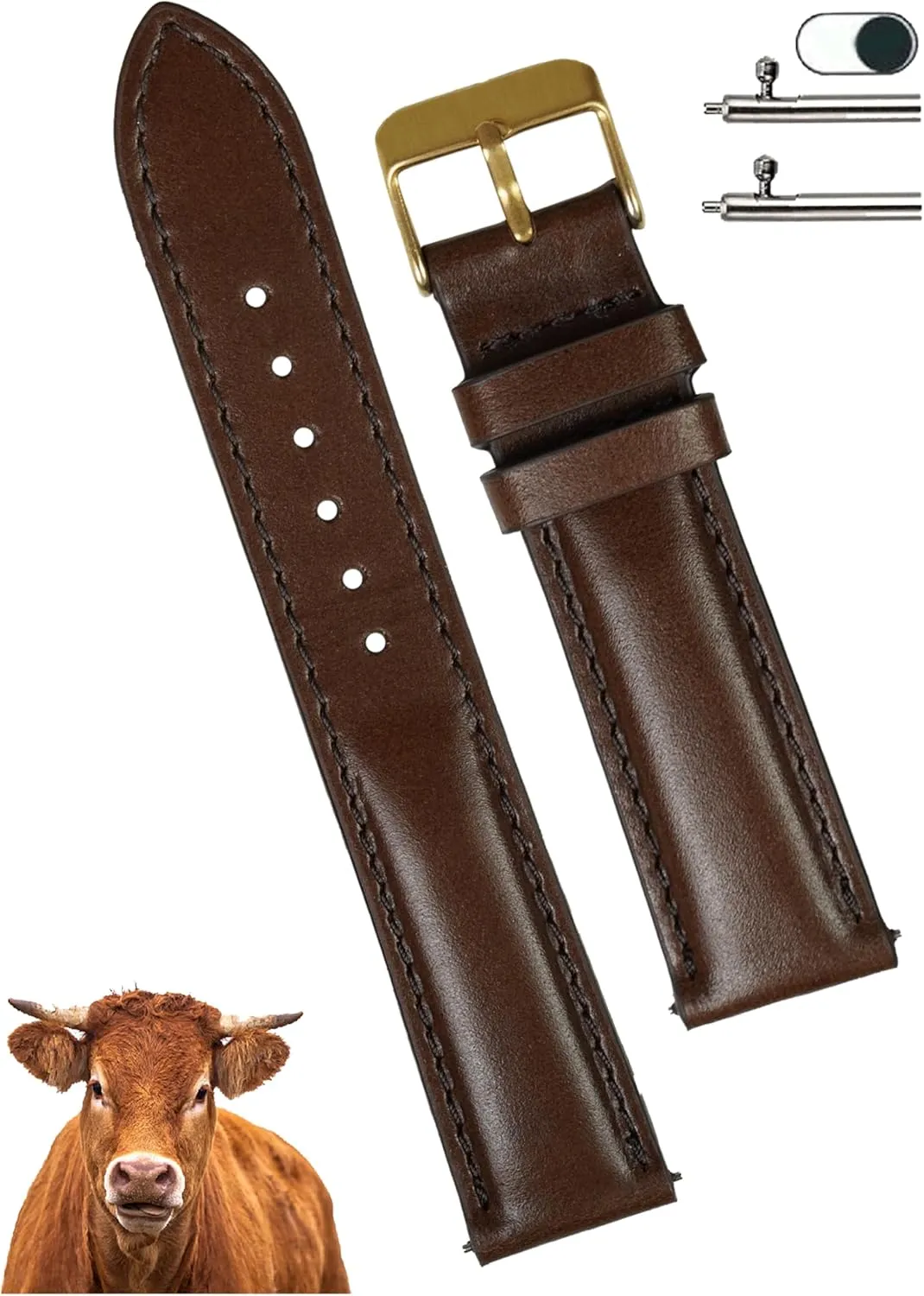 Vintage Leather Watch Band Quick Release Leather Strap For Men Women Handmade Extra Soft Watch Wrist Band Elegant Replacement Stainless Steel Strap 18mm 19mm 20mm 21mm 22mm
