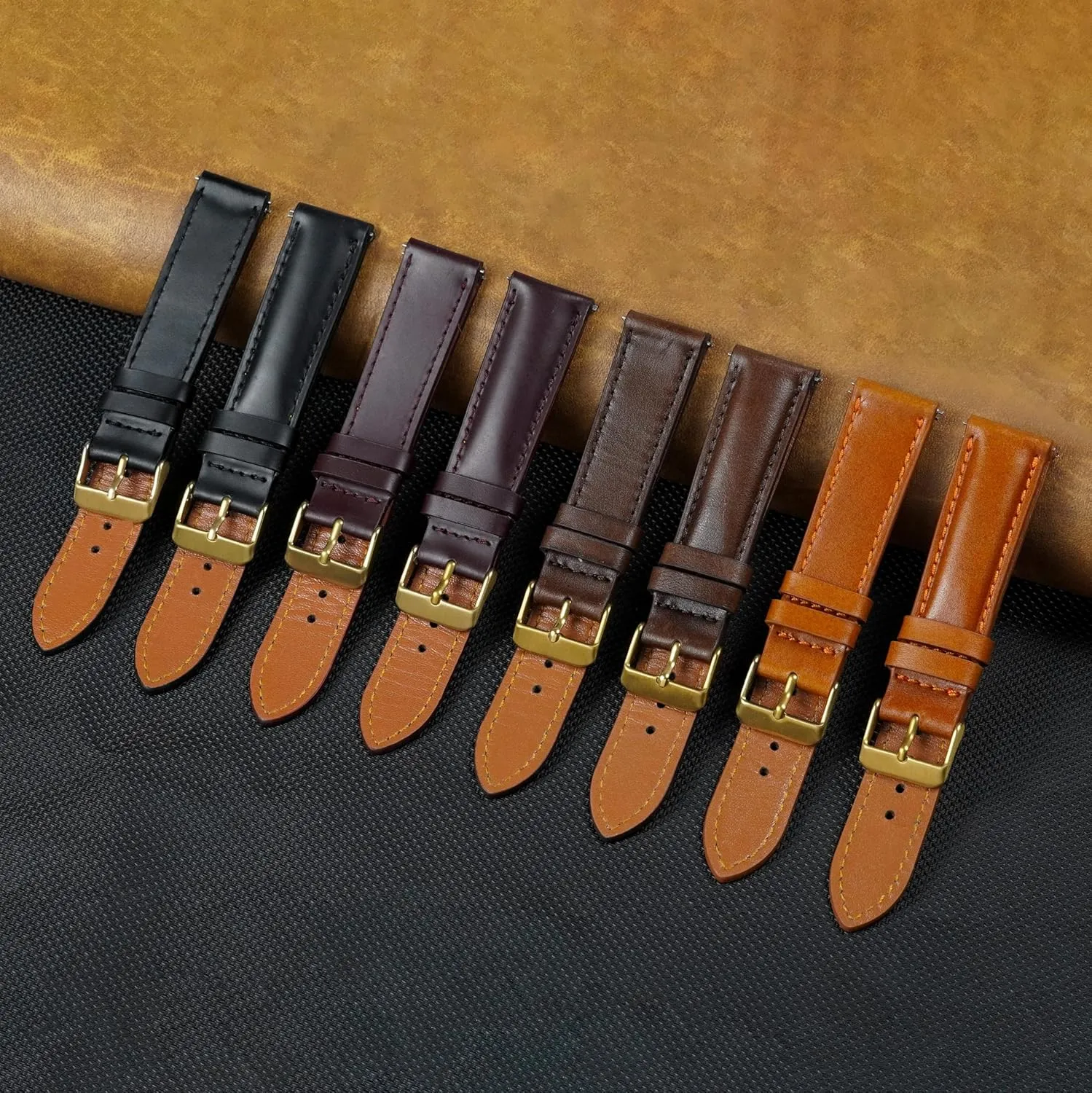Vintage Leather Watch Band Quick Release Leather Strap For Men Women Handmade Extra Soft Watch Wrist Band Elegant Replacement Stainless Steel Strap 18mm 19mm 20mm 21mm 22mm