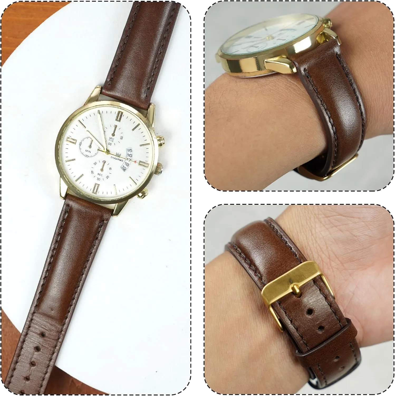 Vintage Leather Watch Band Quick Release Leather Strap For Men Women Handmade Extra Soft Watch Wrist Band Elegant Replacement Stainless Steel Strap 18mm 19mm 20mm 21mm 22mm