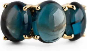 Vintage London Blue Topaz Engagement Ring 14k Gold Topaz Wedding Ring Art Deco Cluster Ring Topaz Cabochon Classic Birthday Gift For Wife By SHREESHYAMJEWELLS