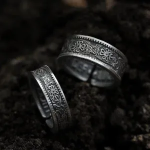 Vintage Lucky Sixpence Couple Adjustable Open Ring His & Hers Real Love Promise Ring Silver Couples Wedding Engagement Bands Top Ring Chunky Finger Bands BFF Gift for Best Friend Lover for Men