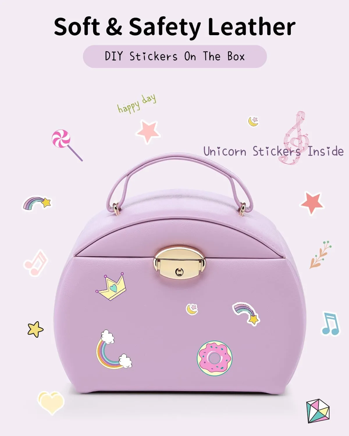 Vlando Kids Musical Jewelry Box for Girls with Drawer, Music Box with Ballerina and Stickers for Birthday Bedroom Decor, Gifts for Girls Kids Christmas Thanksgiving Gifts 2024 - Purple