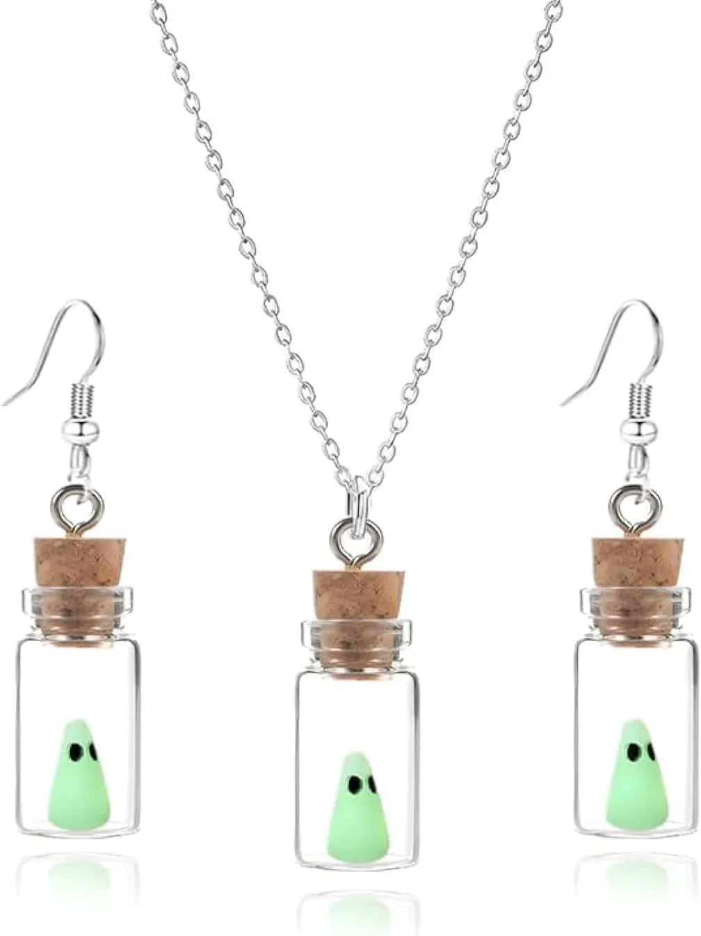 WDG Halloween couple ghost necklace earrings, wishes, drifting bottles, small pendants can be given as gifts and will emit a faint green light