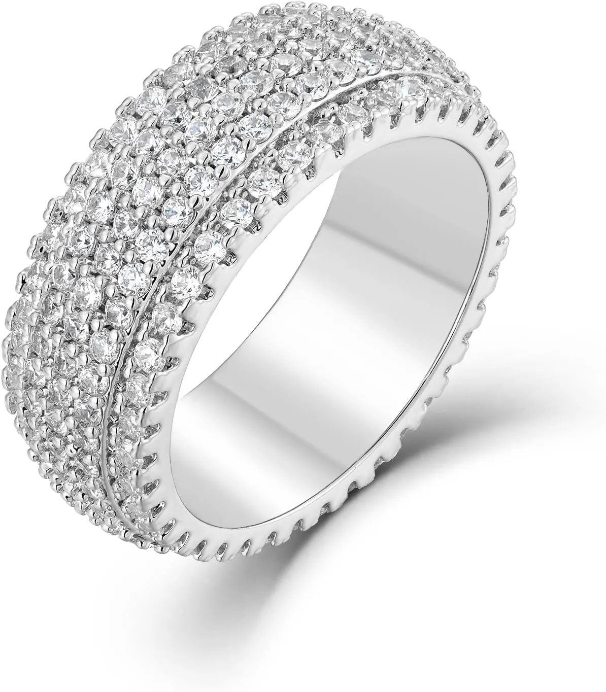Wibasl 14K Gold Plated Men's Ring With Cubic Zirconia Diamonds Iced Out Anniversary Bling Silver Band Pinky Mens Rings Fashion,Size6-12