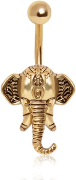 WildKlass Jewelry Gold Plated Decorated Elephant Navel Ring