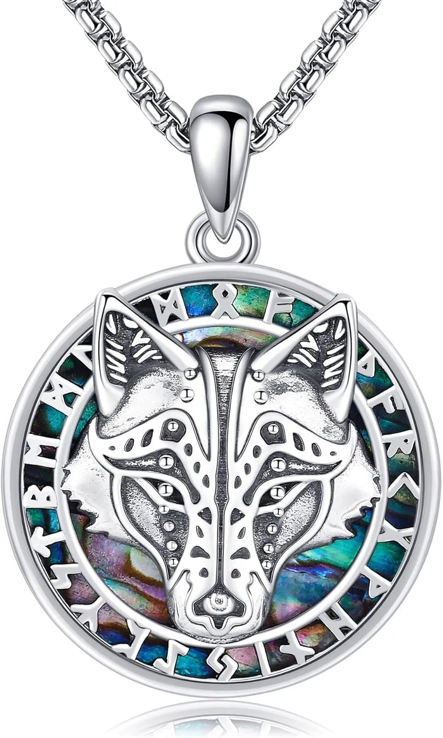 Wolf Necklace 925 Sterling Silver Viking Wolf Head Pendant for Men Wolf Head Jewelry Gifts for Men