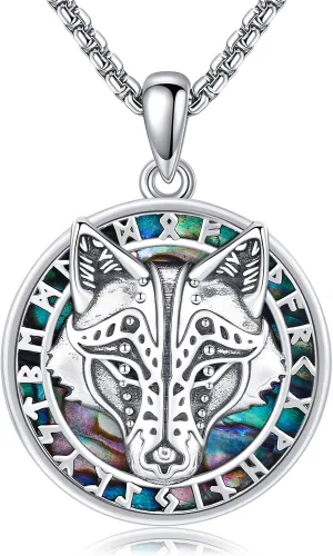 Wolf Necklace 925 Sterling Silver Viking Wolf Head Pendant for Men Wolf Head Jewelry Gifts for Men