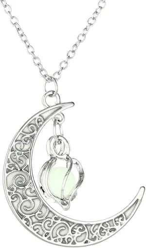 Womens Luminous Moon Pendants Necklace Chain Choker Glow in The Dark Necklace Jewellery Gifts