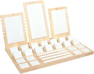 Wooden Jewelry Display Stand Set Pendant Necklace Display Holder Ring Earrings Bracelet Tabletop Storage Organizer Stand Set Combination for Show (White)
