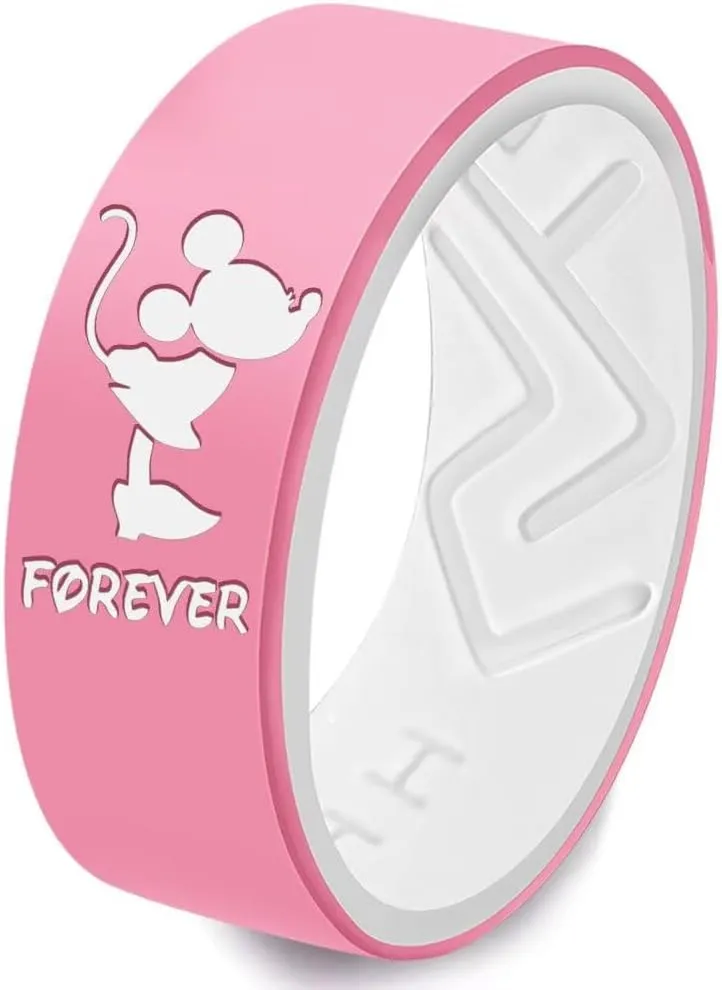 XAHH Silicone Couple Ring,Forever Together Promise Engagement Wedding Band,Mickey Minnie Mouse Kissing Design Lovers Ring