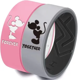 XAHH Silicone Couple Ring,Forever Together Promise Engagement Wedding Band,Mickey Minnie Mouse Kissing Design Lovers Ring