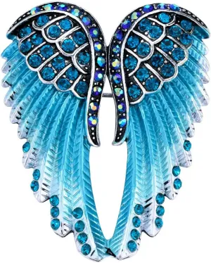 YACQ Women's Guardian Angel Wing Brooch Pins & Pendants 2 in 1 - Scarf Holders - 2 x 1 inch - for Blouse Jacket Coat Scarf Shawl Hat Bag
