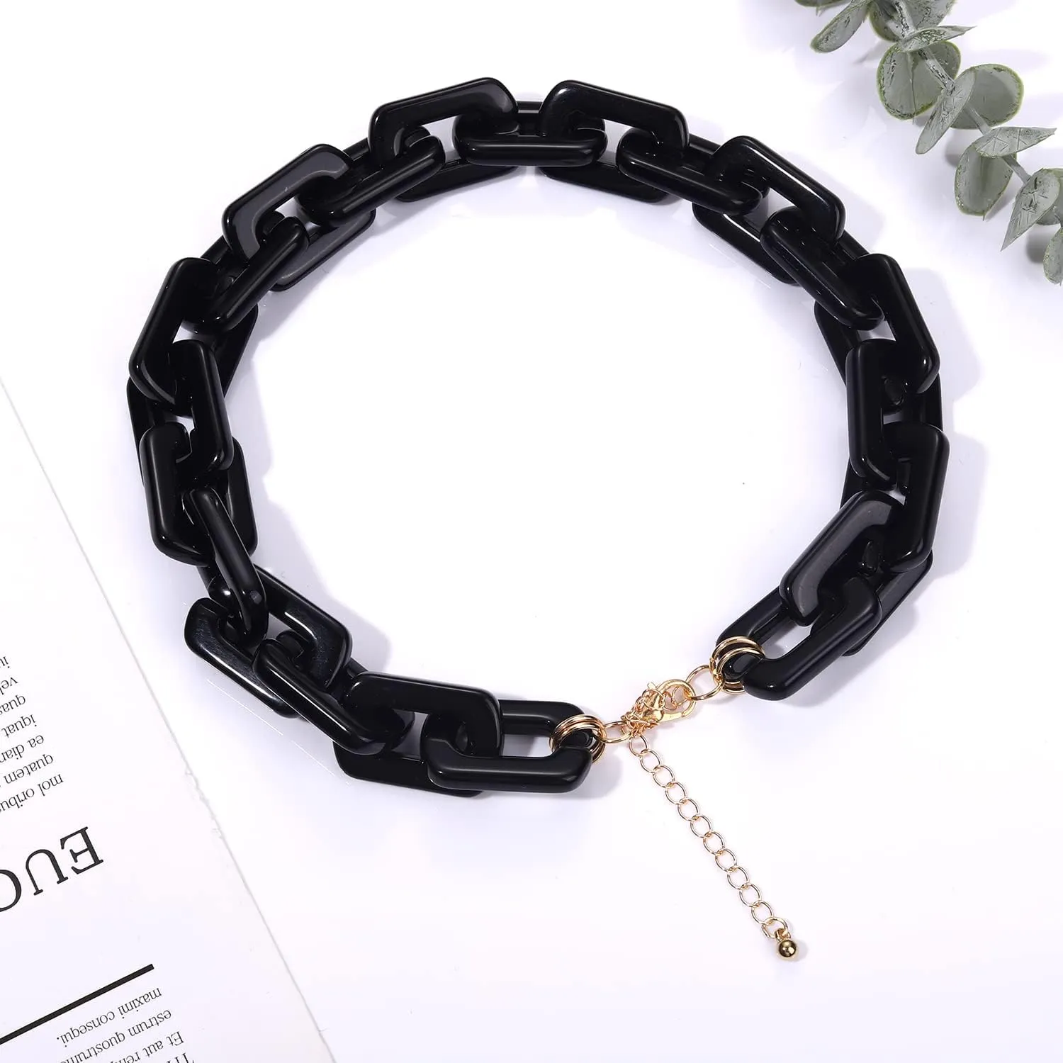 YAHPERN Chain Link Necklace For Woman Acrylic Resin Chain Necklace Statement Chunky Chain Collar Necklace