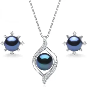 YAMI Pearl Necklace and Earring Set for Women, 925 Sterling Silver 10MM Cultured Pearls Pendant Necklace Pearl Stud Earrings Jewelry Set, 18Inch 2" Box Chain, Gifts for Mother Wife Her