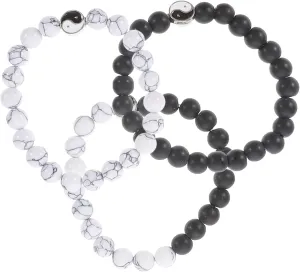 Yardwe 3pcs Stackable Friendship Bracelet Set Trendy Beaded Couples Bracelet Feng Shui Luck Bracelet for Men and Women