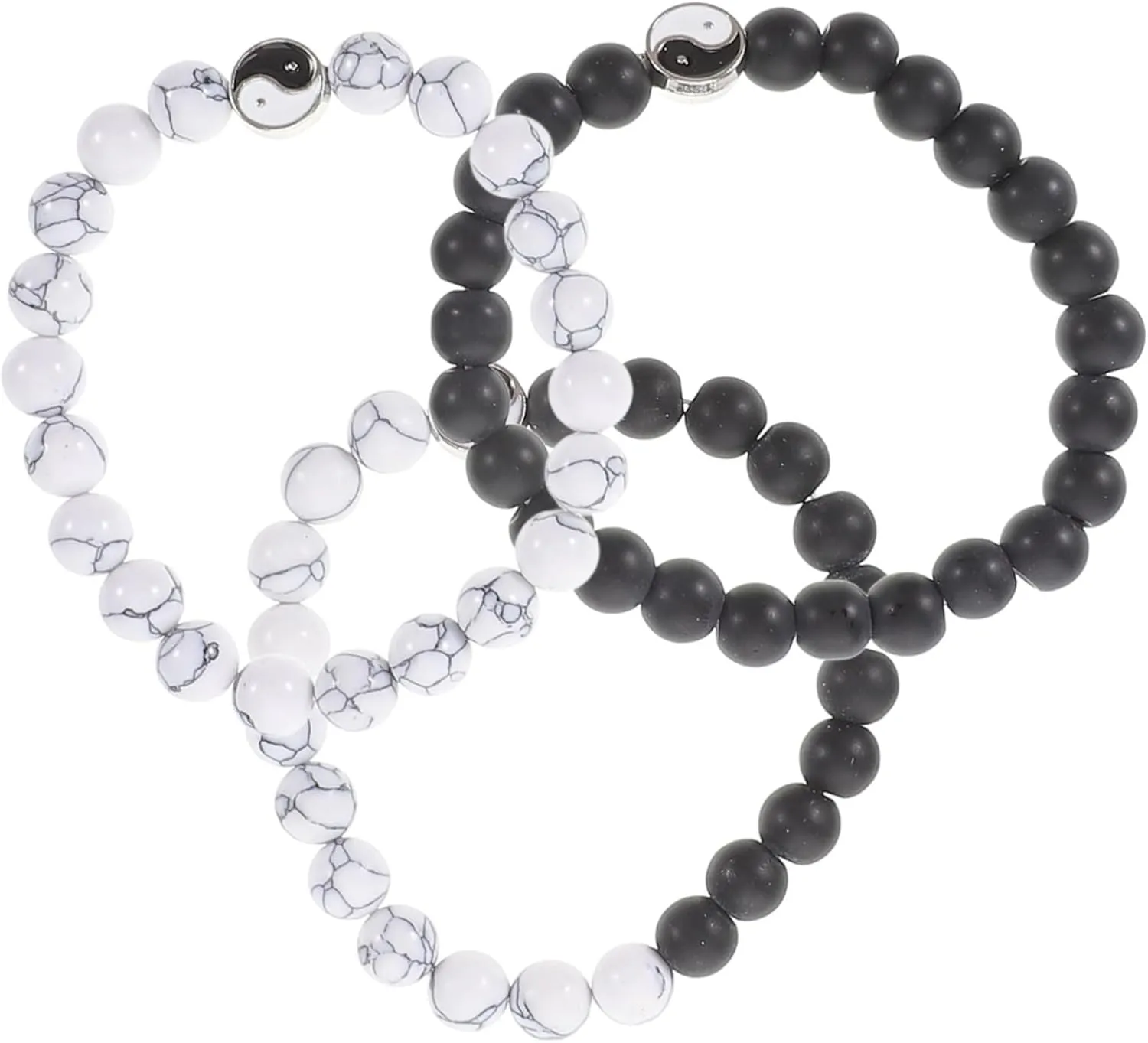 Yardwe 3pcs Stackable Friendship Bracelet Set Trendy Beaded Couples Bracelet Feng Shui Luck Bracelet for Men and Women