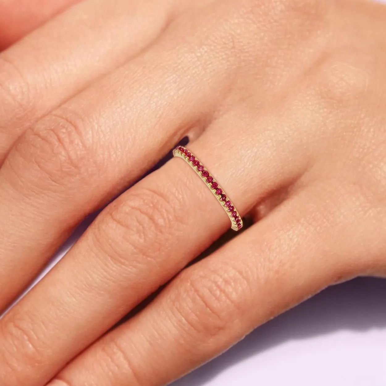 Yellow & White Gold Plated Created Ruby/Blue Sapphire/Simulated Diamond/Pink Sapphire/Emerald Stone Stackable Ring Eternity Bands For Women - Birthstone Ring Jewelry - Gift For Her