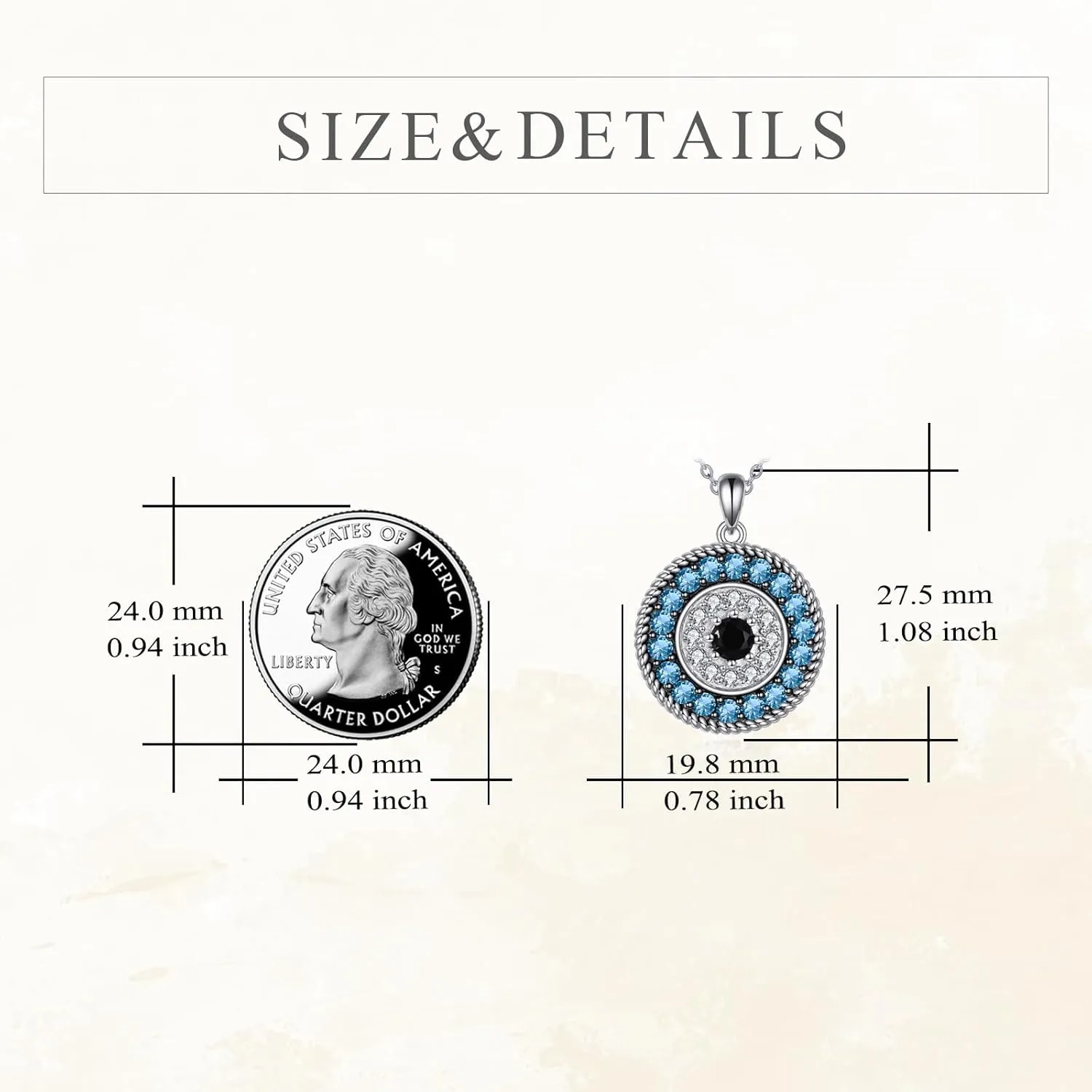 YFN Evil Eye Pendant Necklace for Women 925 Sterling Silver Greek Protection Jewelry with Blue Sapphire and Black Cz Amulet Gift