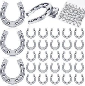 Yinkin 50 Pcs Cowboy Western Lapel Pin Men Women Lucky Horseshoe Lapel Pin Vintage Metal Horseshoe Cowgirl Backpack Party (Silver)