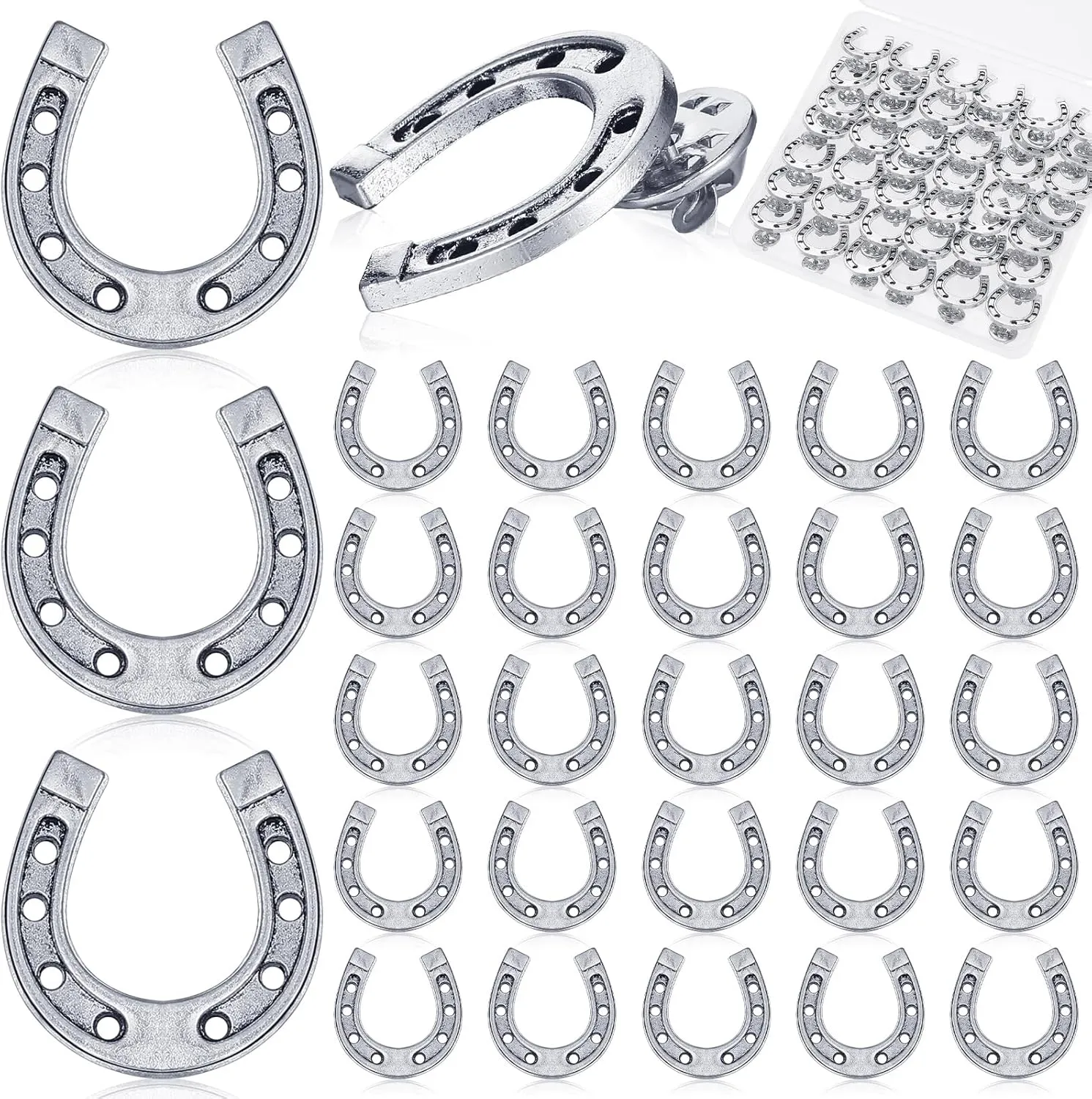 Yinkin 50 Pcs Cowboy Western Lapel Pin Men Women Lucky Horseshoe Lapel Pin Vintage Metal Horseshoe Cowgirl Backpack Party (Silver)